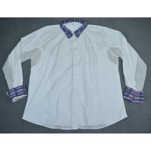 Equine Couture Isabel Equestrian Show Shirt Women's XXL Cool Max White/Plaid